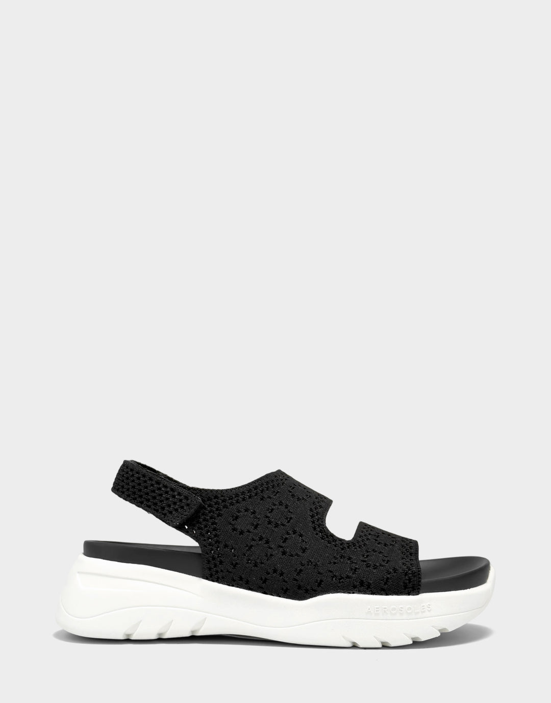 Comfortable Women's Sport Sandal in Black Lace Knit Side View