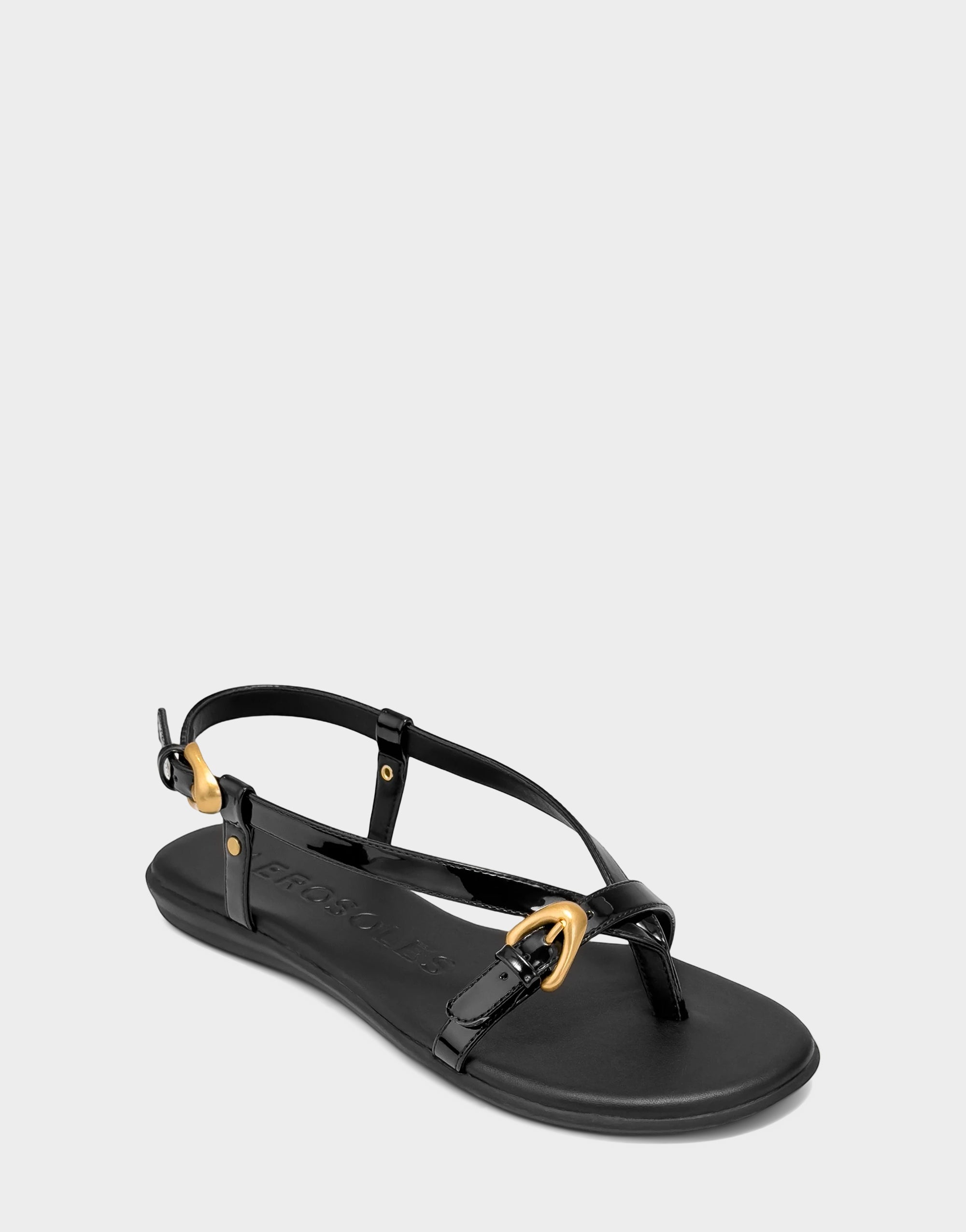 Women's Flat Sandal in Black Patent – Aerosoles