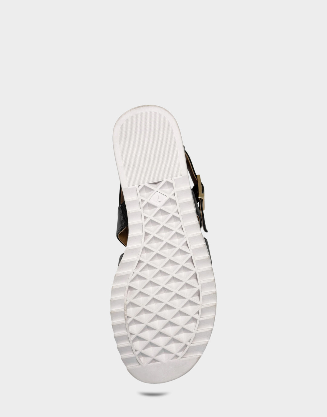 Comfortable Women's Fisherman Sandal in Black Faux Leather Bottom View