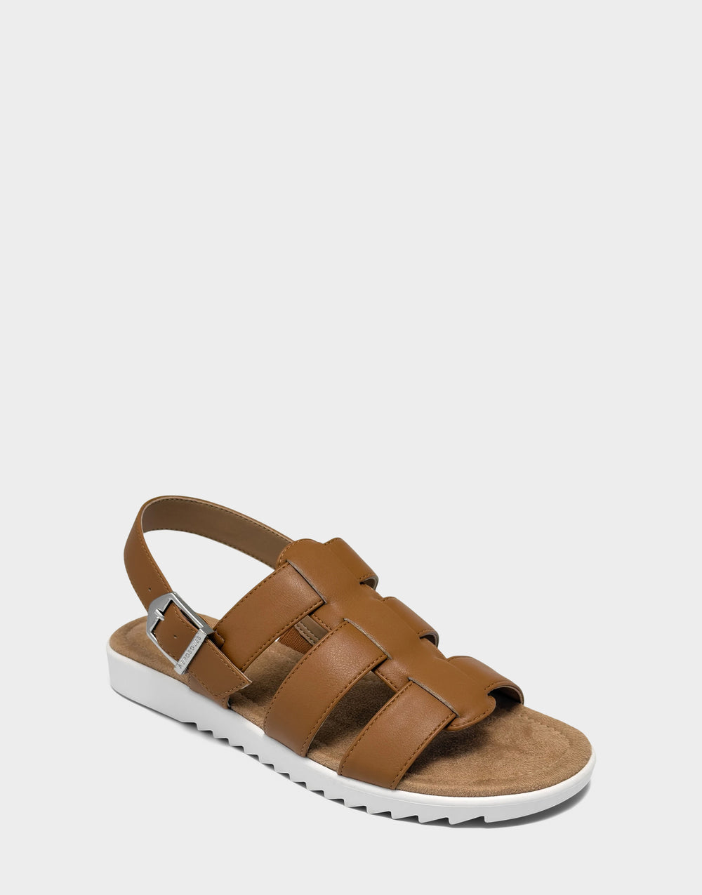 Comfortable Women's Fisherman Sandal in Natural Faux Leather Side Angle View