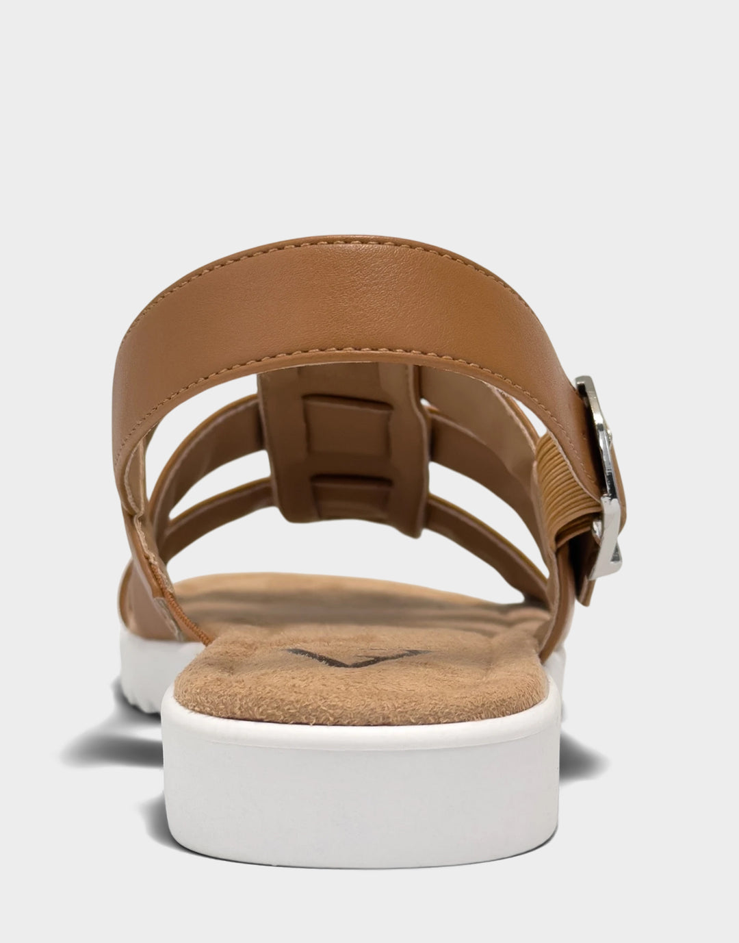 Comfortable Women's Fisherman Sandal in Natural Faux Leather Back View