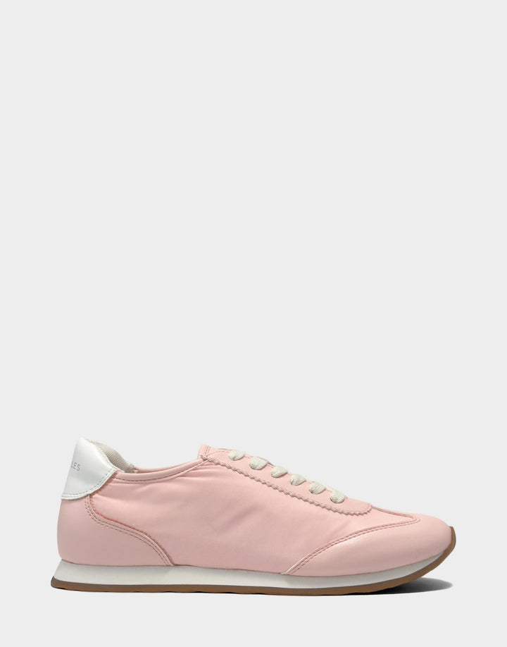Comfortable Women's Jeanine Sneaker in Pale Pink Nylon/Faux Suede Nylon/faux Suede, front view 