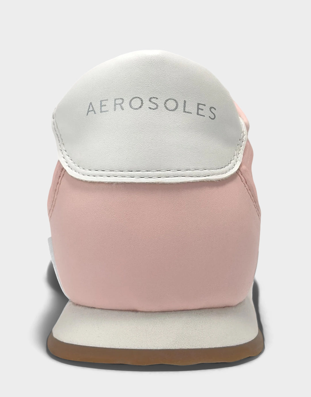 Comfortable Women's Jeanine Sneaker in Pale Pink Nylon/Faux Suede, back view