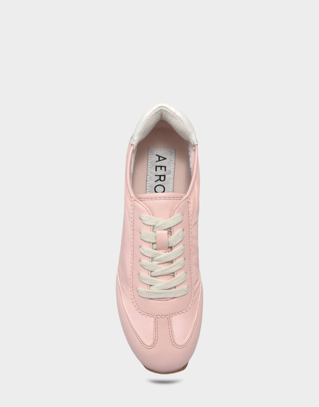 Comfortable Women's Jeanine Sneaker in Pale Pink Nylon/Faux Suede, top view