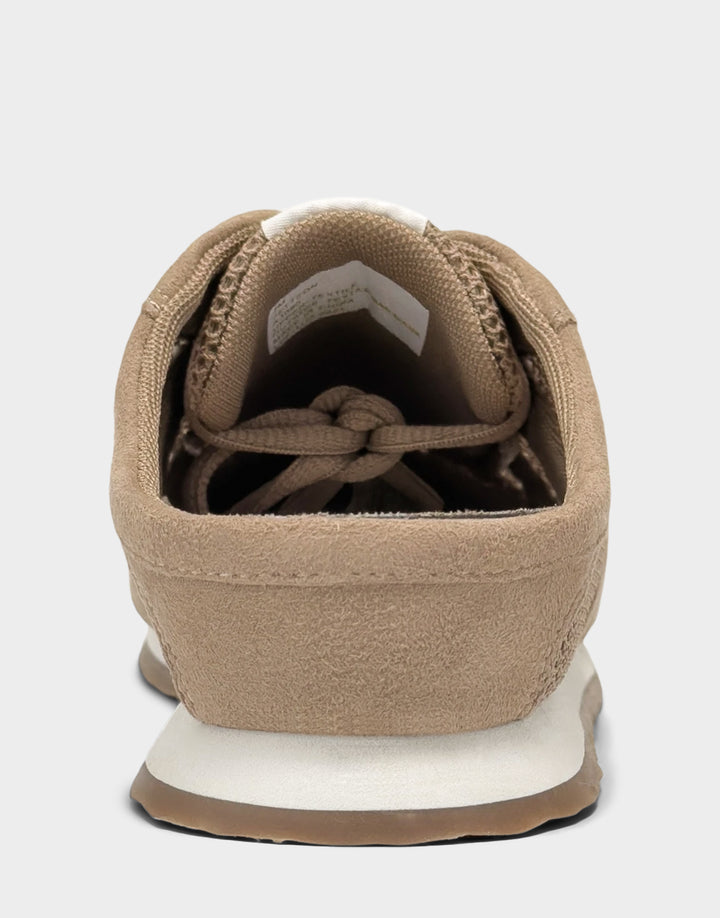 Comfortable Women's Sneaker Mule in Dune Faux Leather & Mesh Faux, rear view 