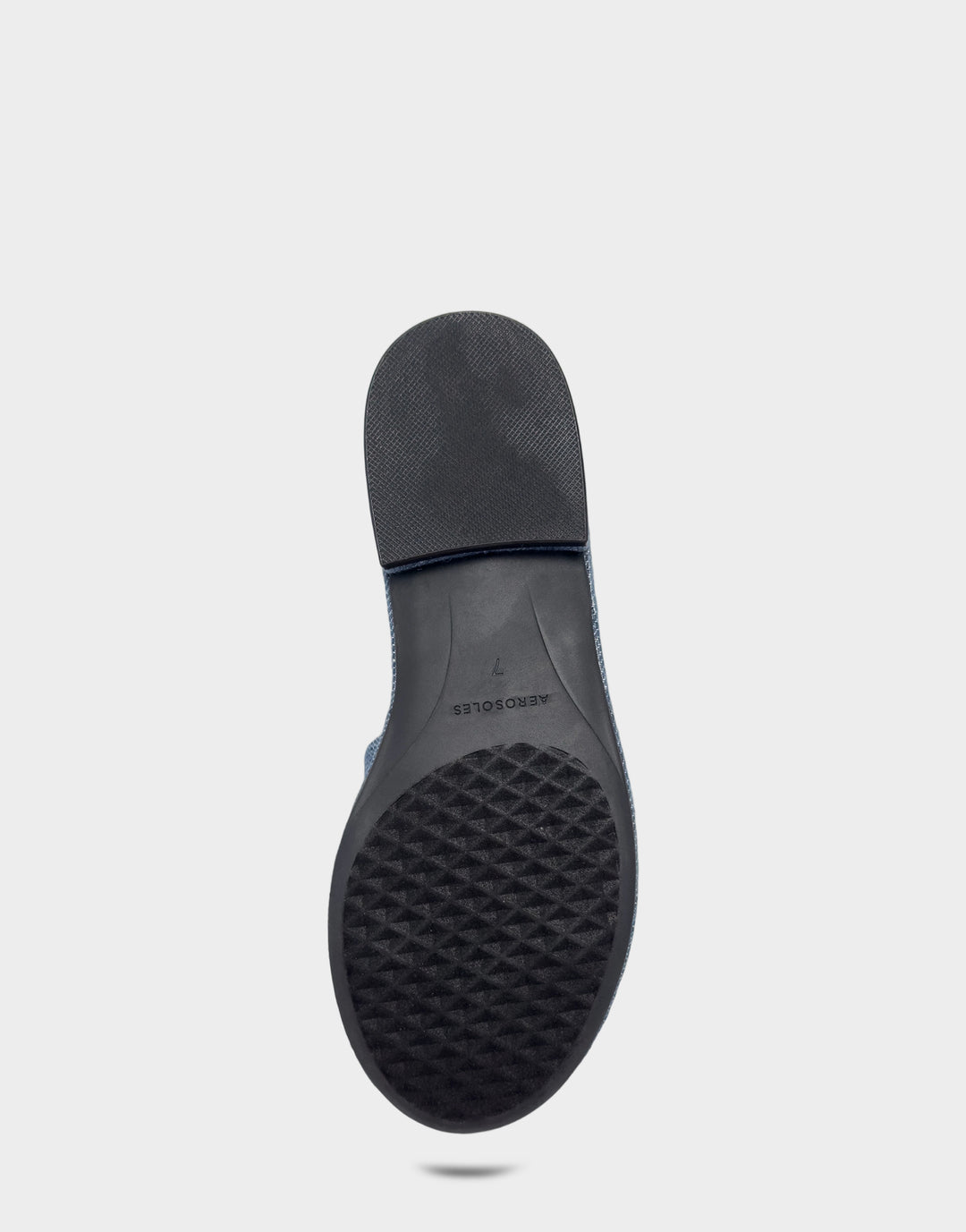 Comfortable Women's Flat Sandal in Blue Denim, sole view 