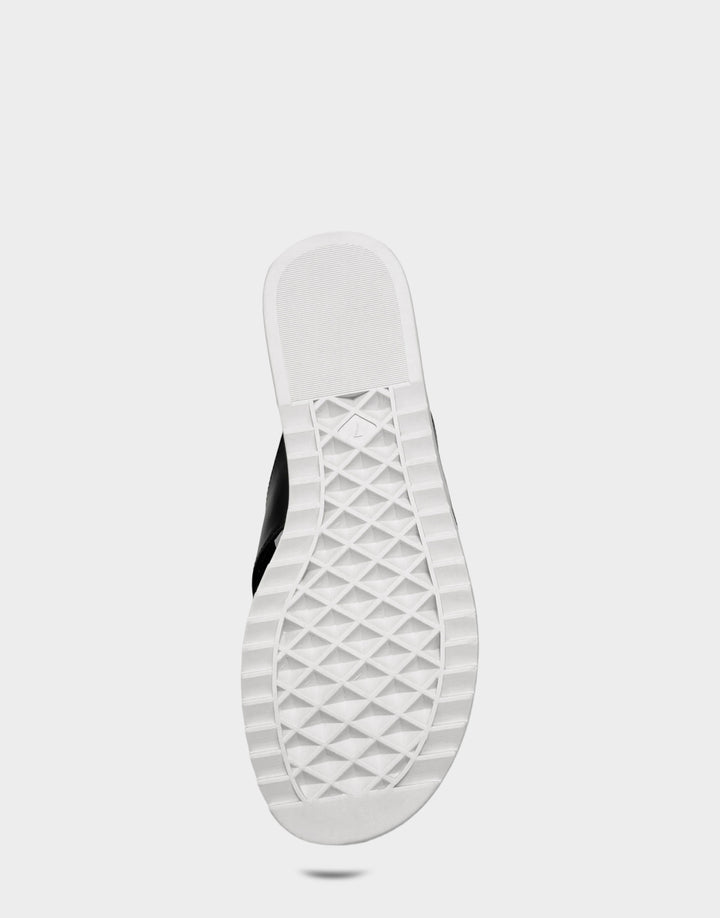 Comfortable Women's Sandal in Black Faux Leather Bottom View