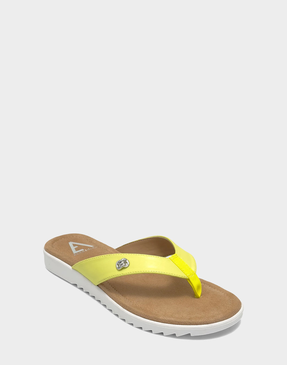 Comfortable Women's Sandal in Yellow Faux Leather Side Angle View