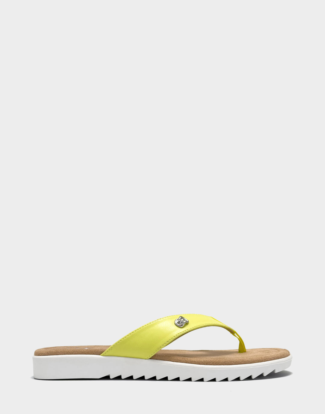 Comfortable Women's Sandal in Yellow Faux Leather Side View