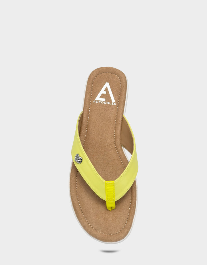 Comfortable Women's Sandal in Yellow Faux Leather Full front View