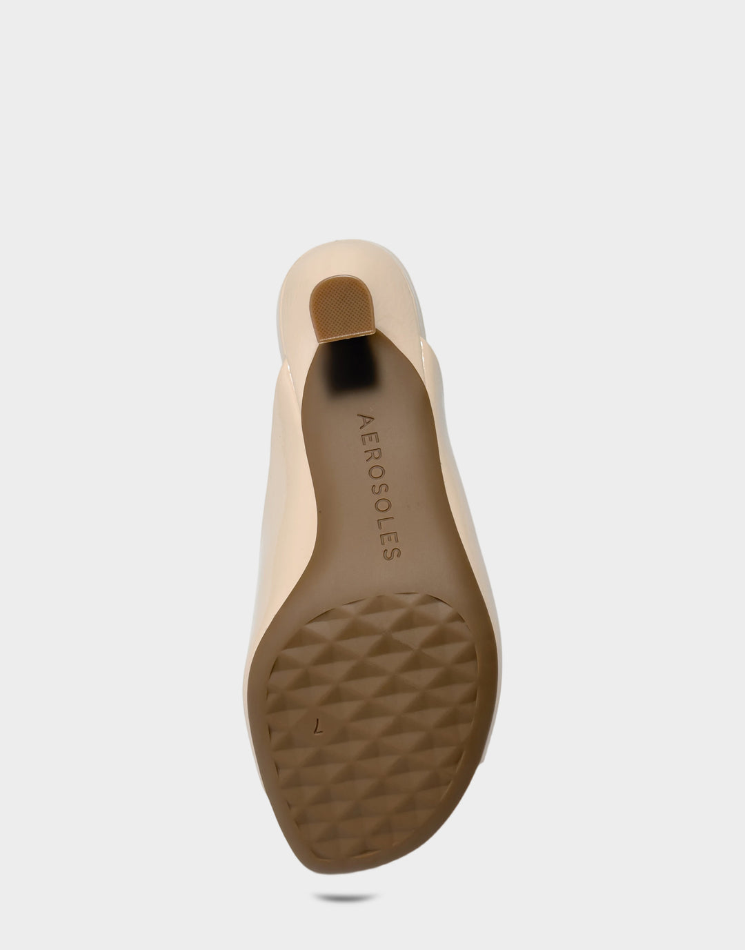 Comfortable Women's Heeled Sandal in Blue Faux Crinkle Patent Bottom View