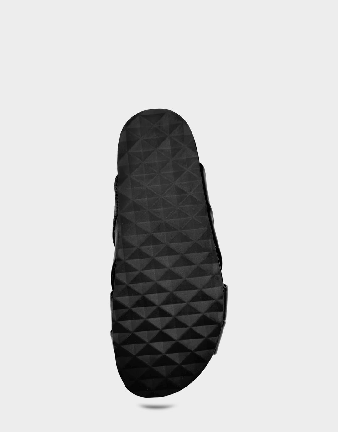 Comfortable Women's Footbed Sandal in Black Faux Leather Bottom View