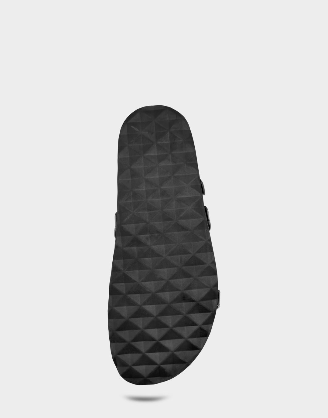 Comfortable Women's Footbed Sandal in Black Faux Patent Bottom View