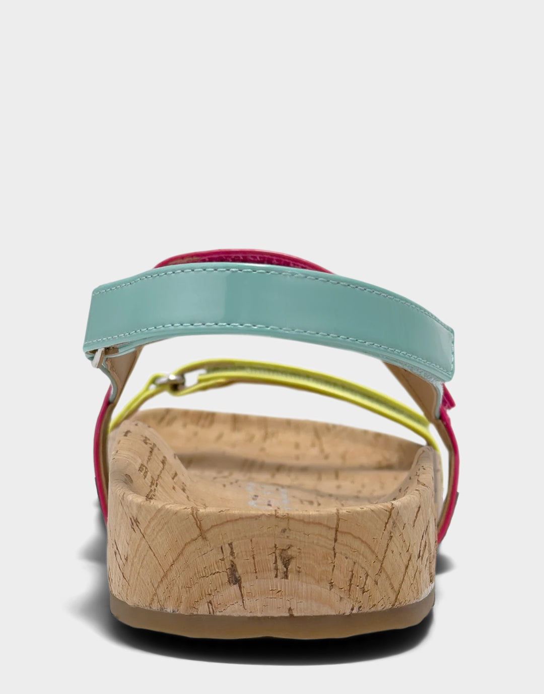 Comfortable Women's Footbed Sandal in Multi Faux Patent Back View