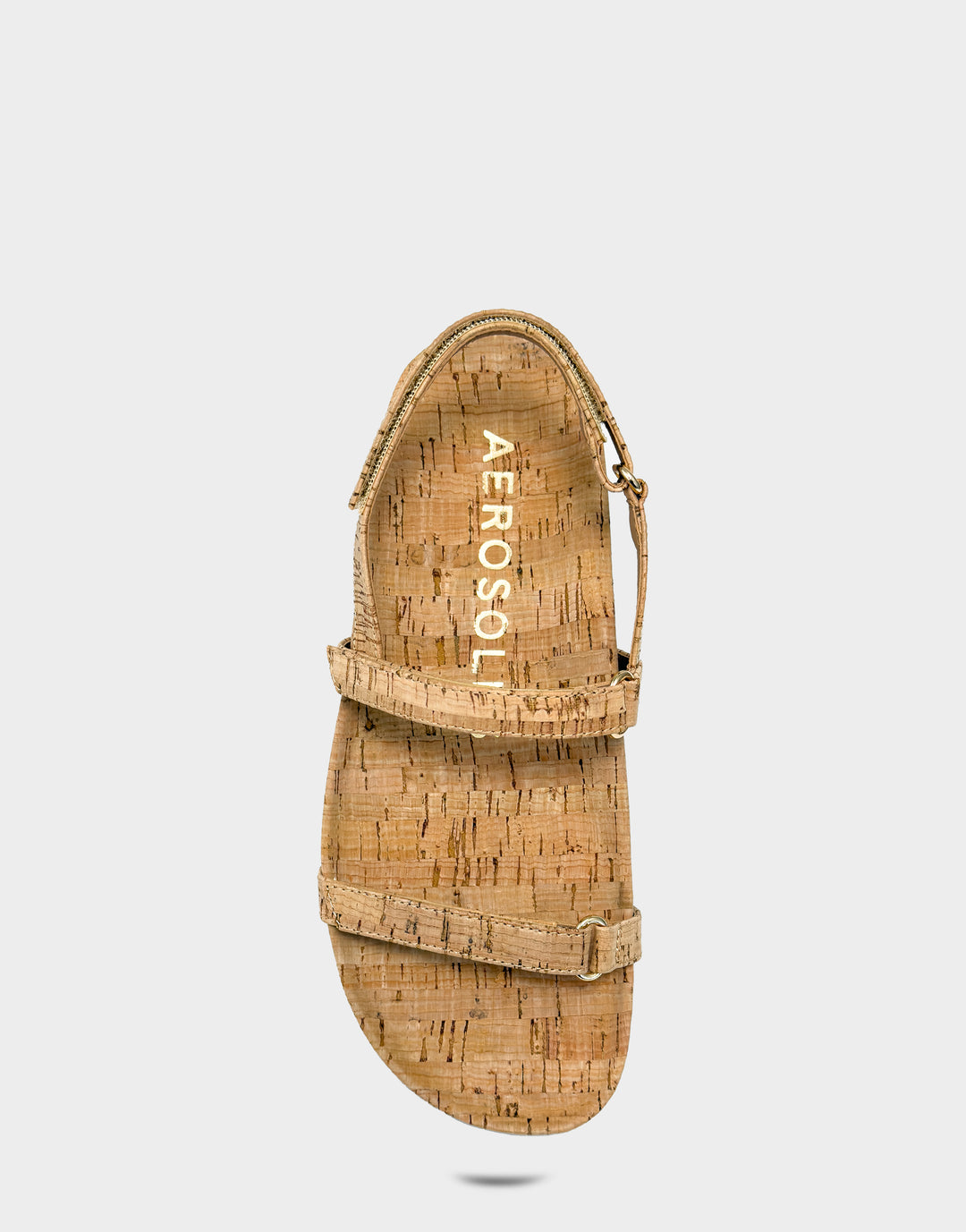 Comfortable Women's Footbed Sandal in Natural Cork Full Front View