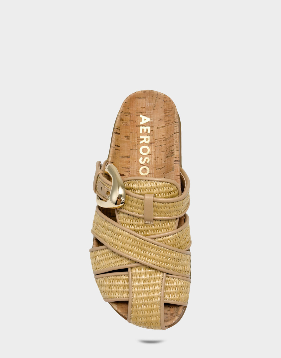 Comfortable Women's Mule in Natural Basket Raffia Full Front View