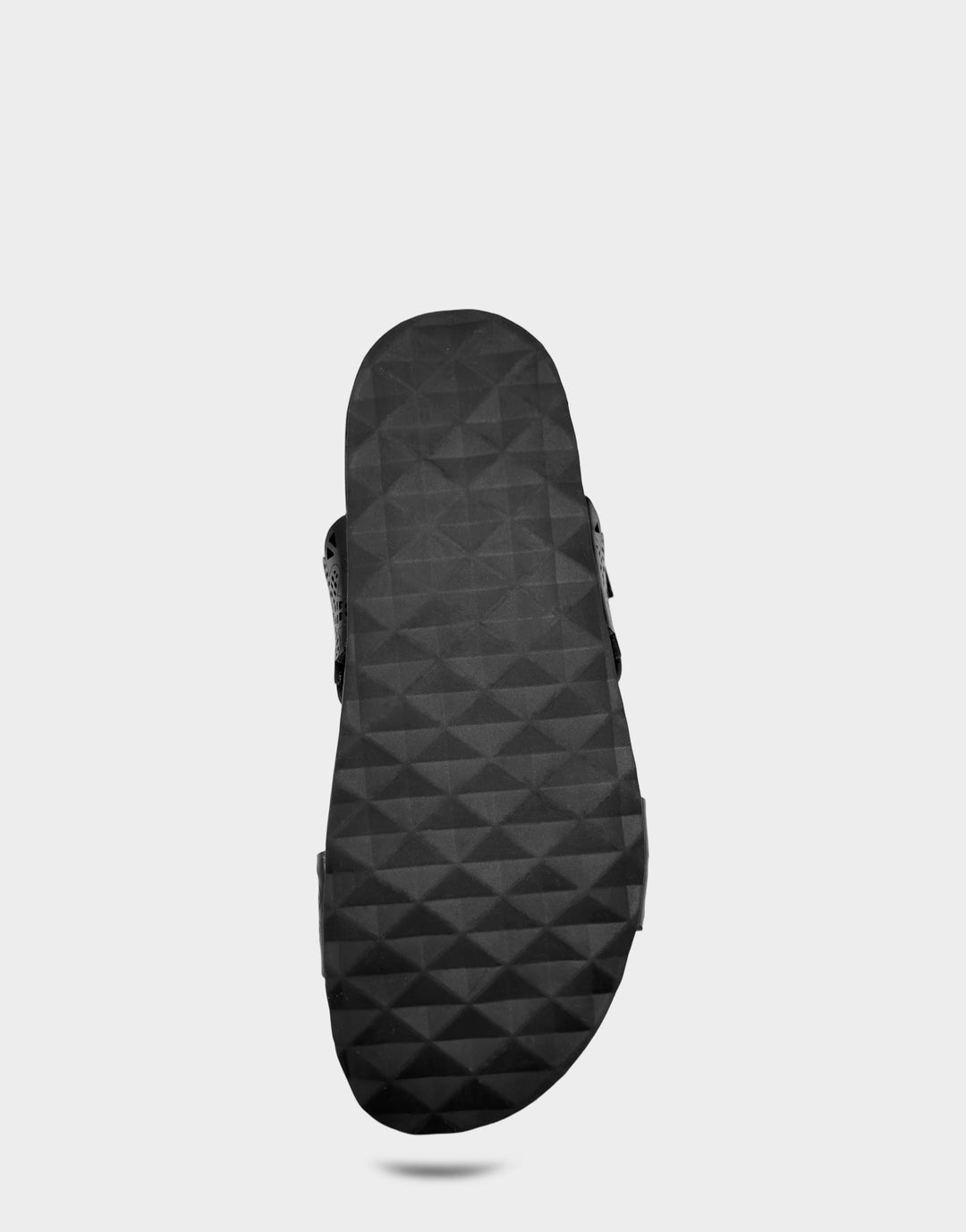 Comfortable Women's Footbed Sandal in Black Perf Faux Leather Bottom View