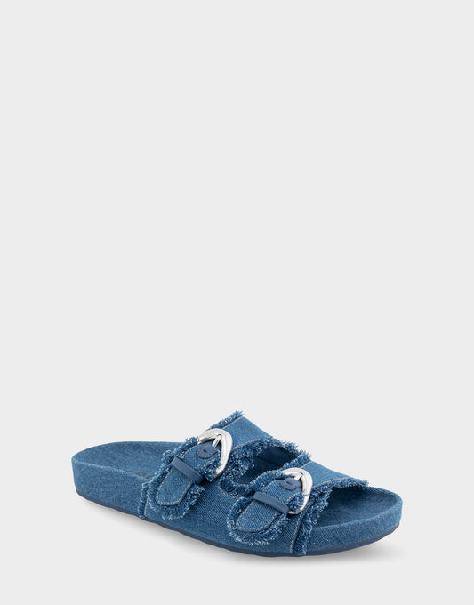 Women's Two Band Molded Footbed Sandal in Denim Fabric
