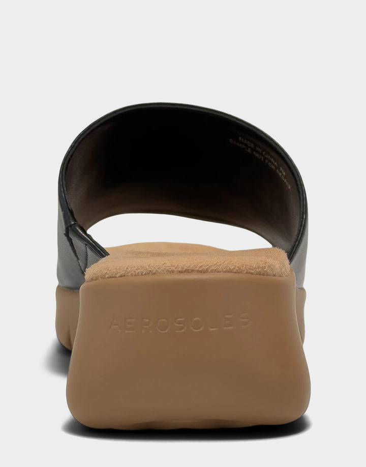 Comfortable Women's Sandal in Black Faux Leather Back View