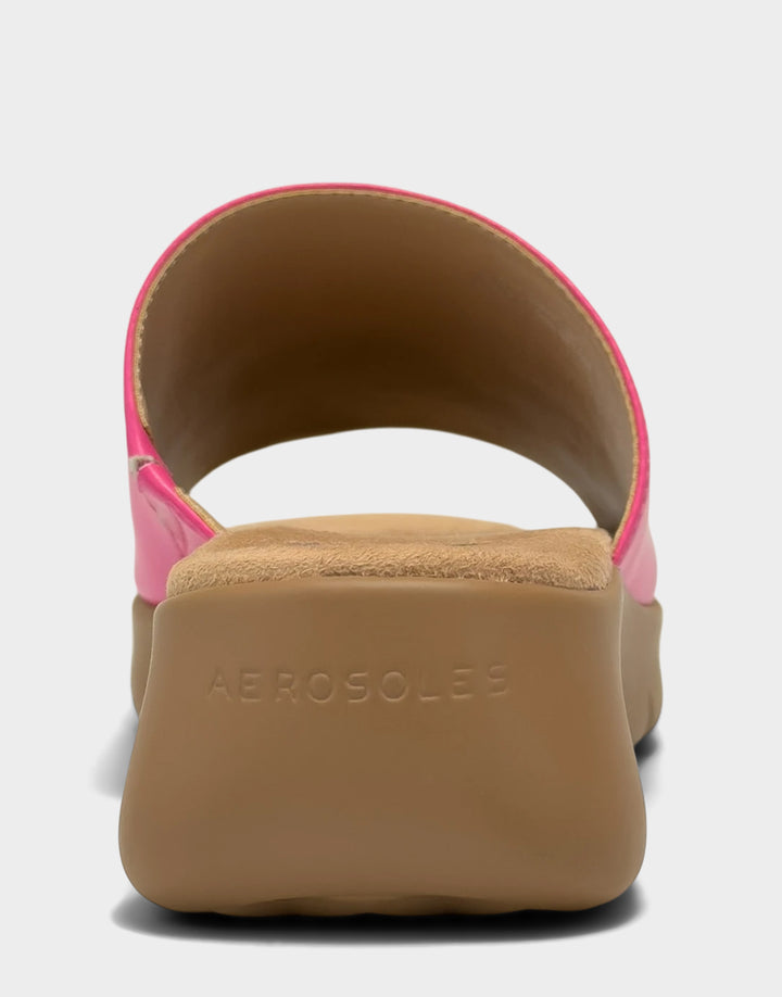 Comfortable Women's Sandal in Pink Faux Leather Back View