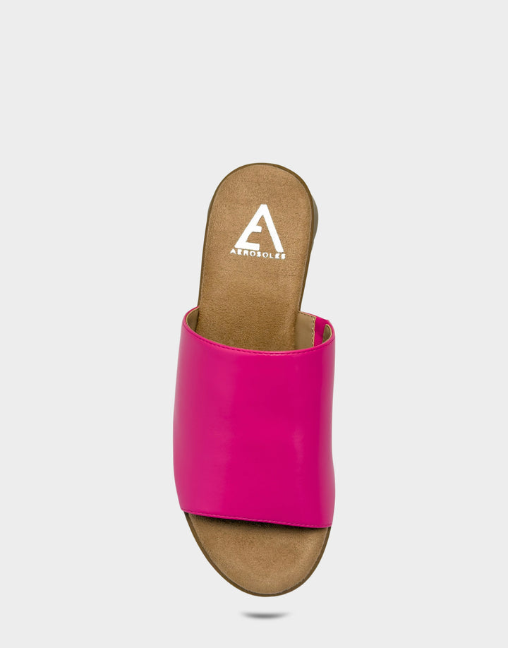Comfortable Women's Sandal in Pink Faux Leather Full Front View