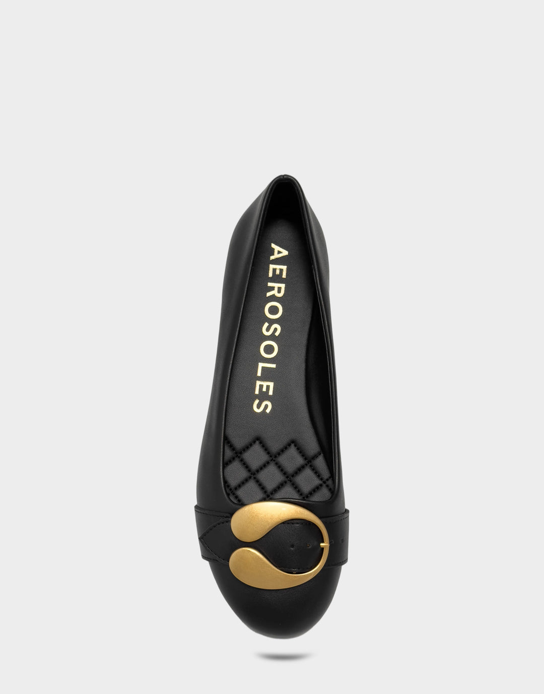 Comfortable Women's Casual Flat in Black Faux Soft Leather Faux Soft Leather, top view 