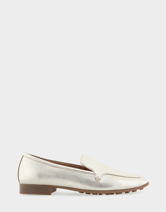 Women's Tailored Loafer in Soft Gold Leather