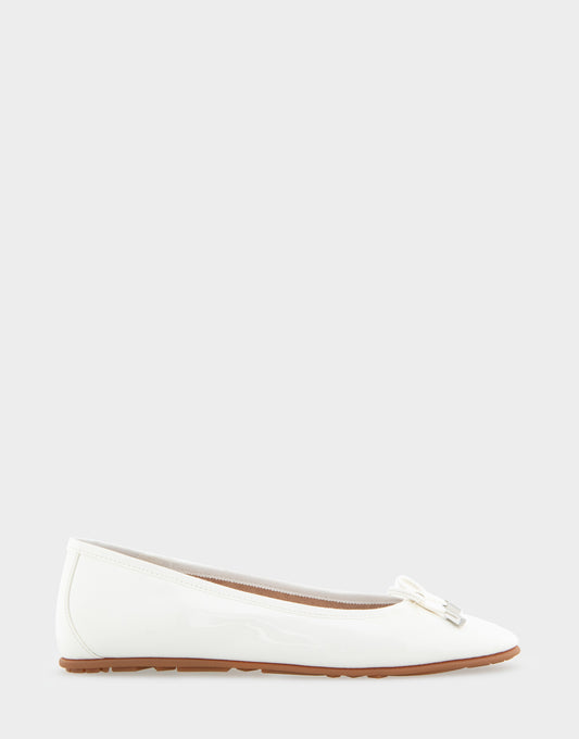 Women's Ballet Flat in White Patent Faux Leather