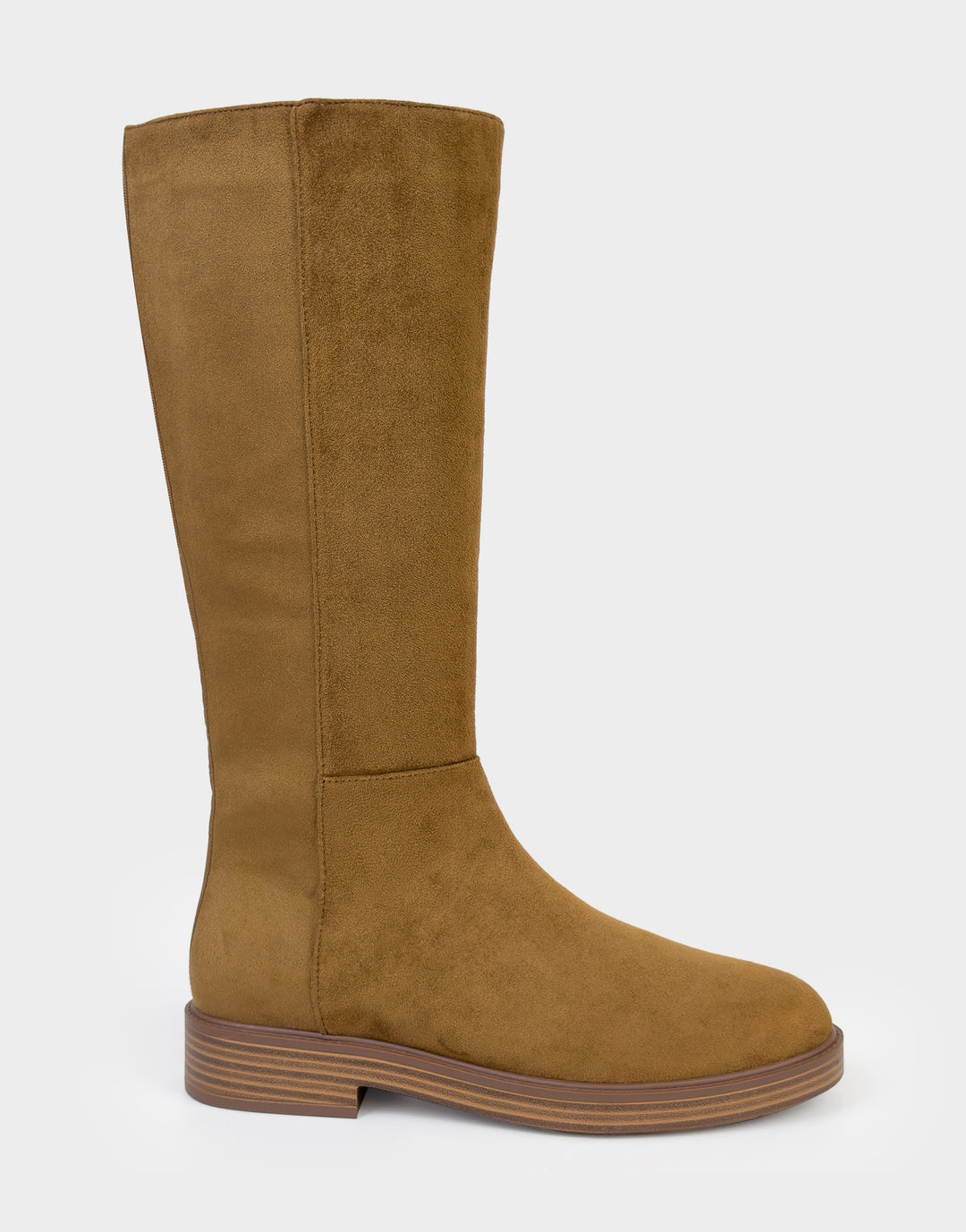 Women's Low Block Heel Boot in Tobacco Faux Suede With Shearling