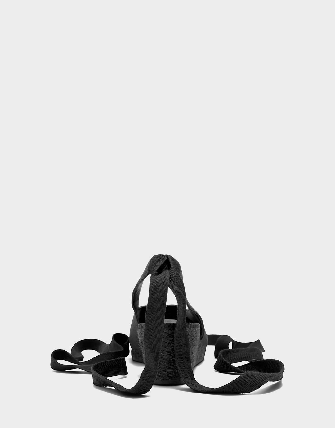 Comfortable Women's Dress Wedge in Black Linen Back View