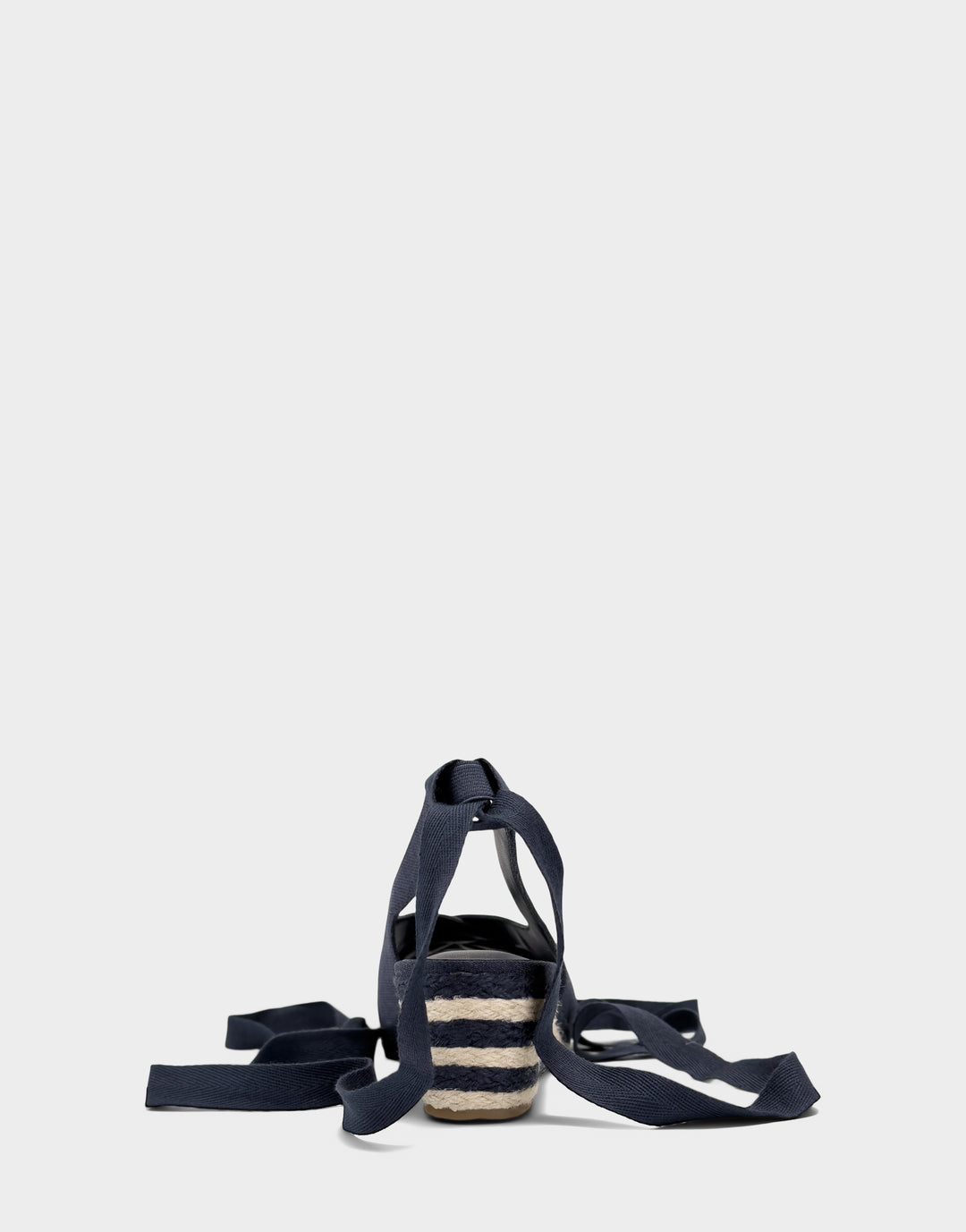 Comfortable Women's Dress Wedge in Blue Linen Back View