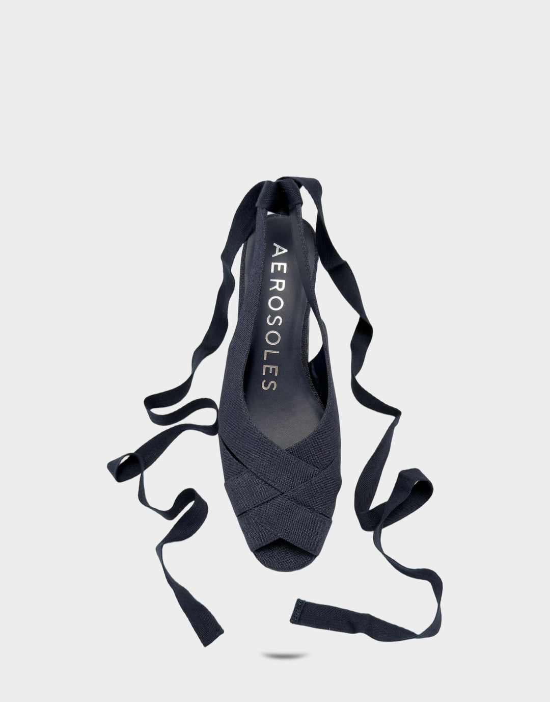 Comfortable Women's Dress Wedge in Blue Linen Full Front View