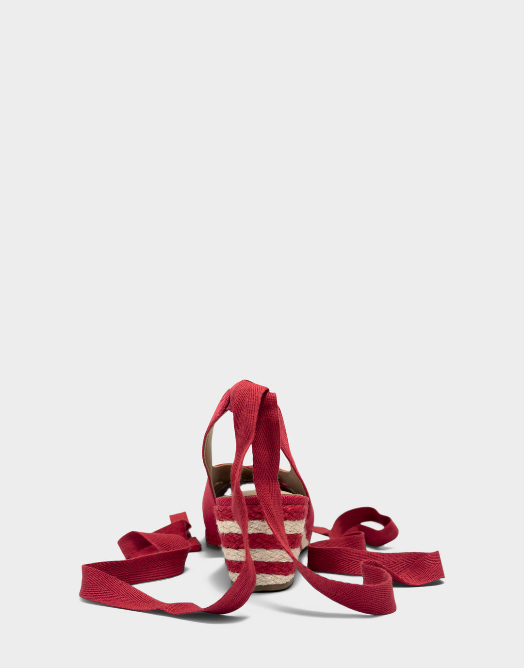 Comfortable Women's Dress Wedge in Red Linen Back View