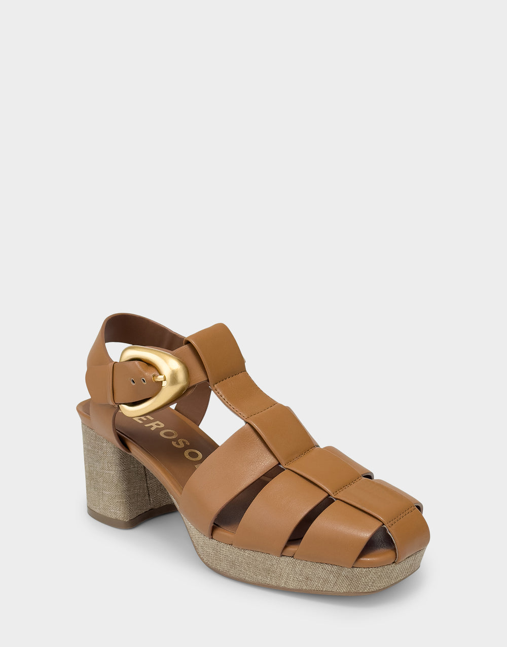 Comfortable Women's Platform Sandal in Natural Faux Soft Leather Side Angle View