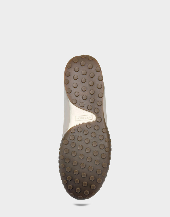 Comfortable Women's Sneaker in Bright White Mesh/Faux Leather, sole view 