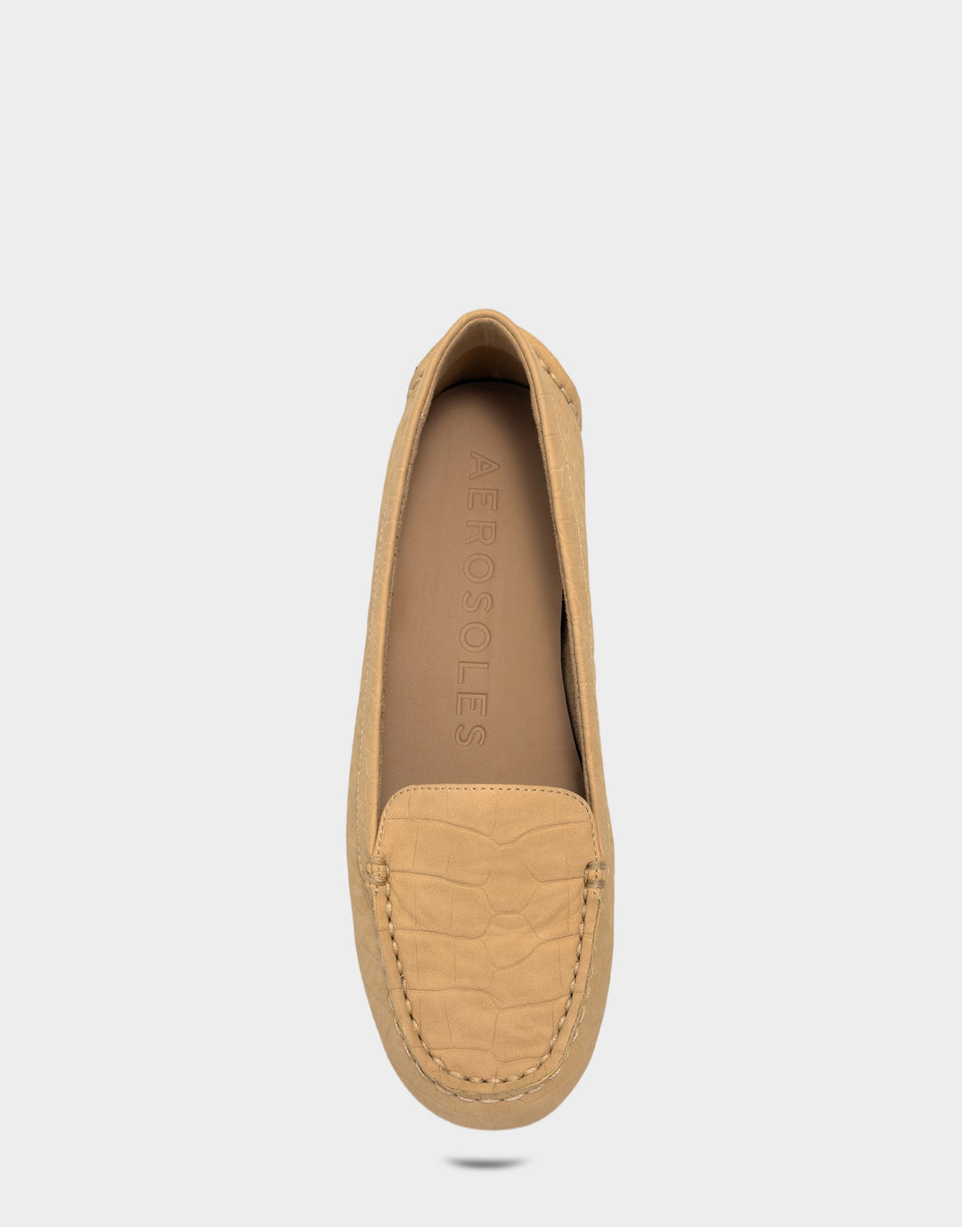 Comfortable Women's Casual Loafer in Beige Bisque Faux Croc Nubuck Faux Croc Nubuck Full Front View