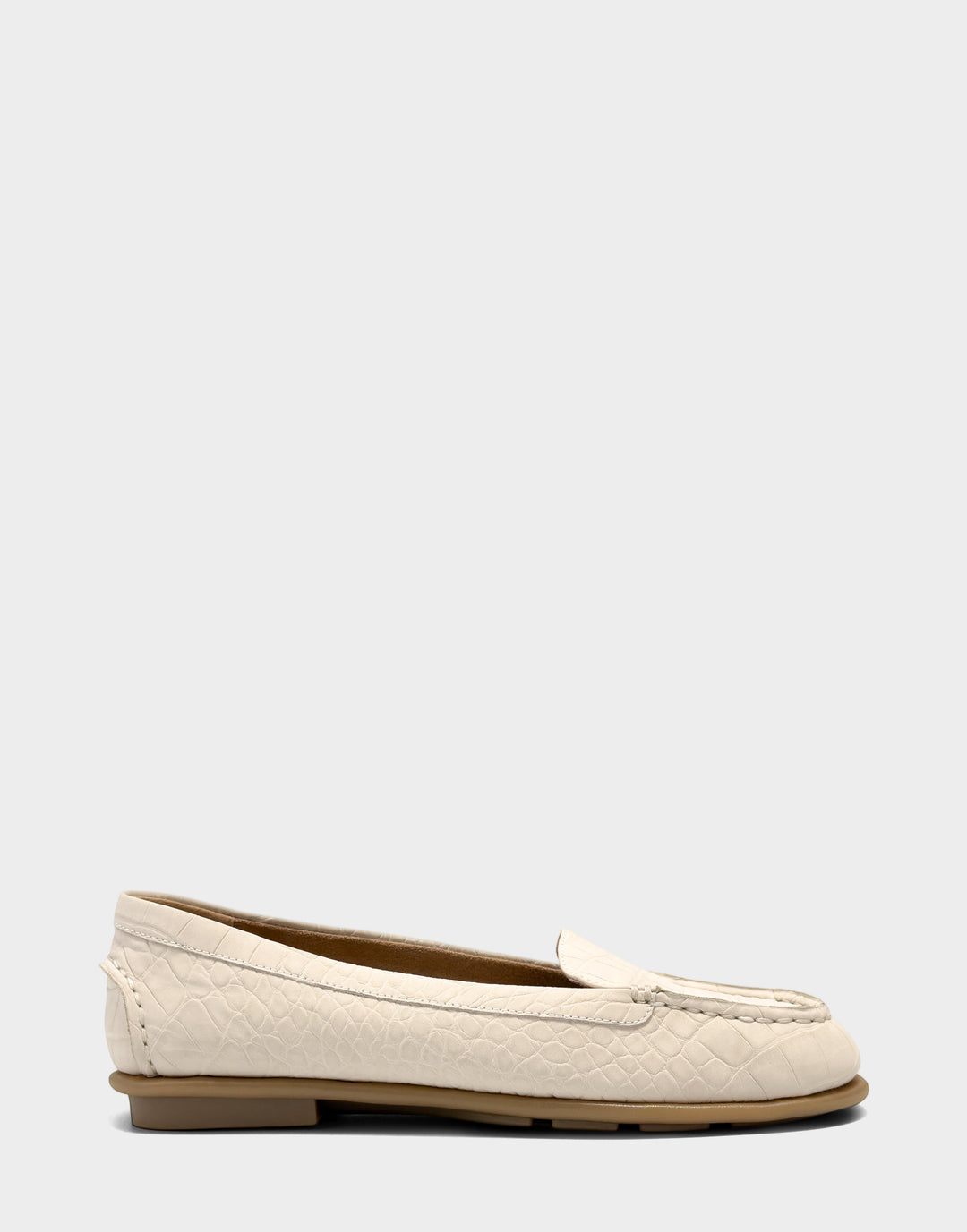 Comfortable Women's Casual Loafer in Stone Faux Croc Nubuck Faux Croc Nubuck Side View