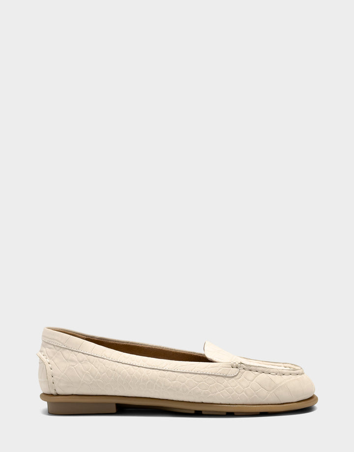 Comfortable Women's Casual Loafer in Stone Faux Croc Nubuck Faux Croc Nubuck Side View