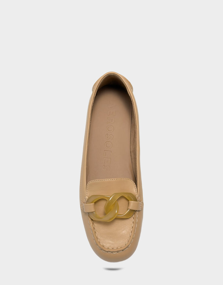 Comfortable Women's Casual Flat in Beige Bisque Faux Soft Leather Faux Soft Leather Full Front View