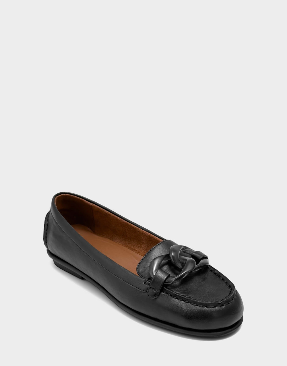 Comfortable Women's Casual Flat in Black Faux Soft Leather Faux Soft Leather Side Angle View