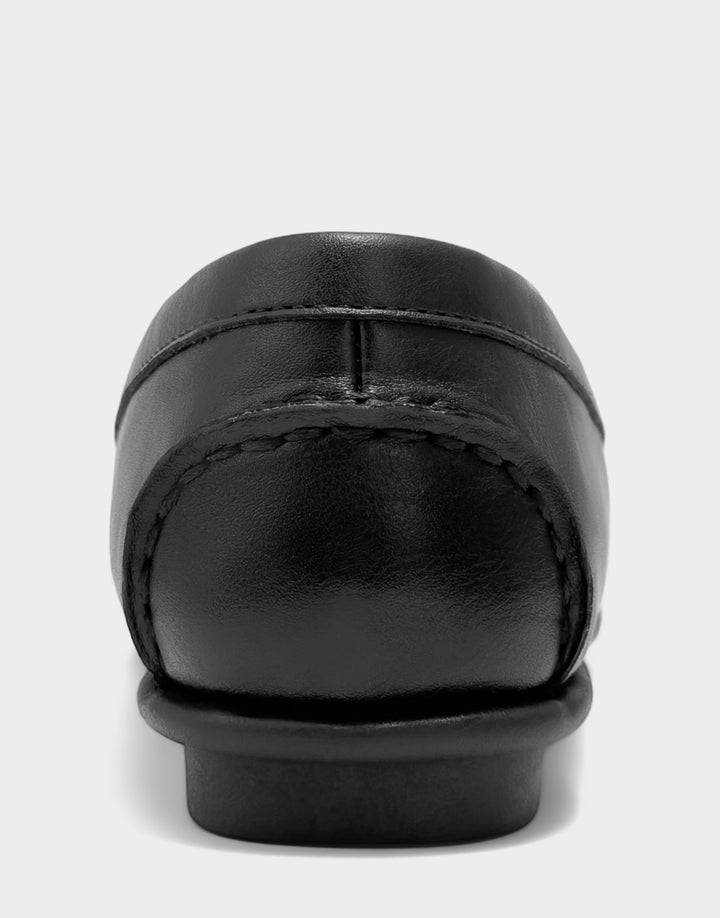 Comfortable Women's Casual Flat in Black Faux Soft Leather Faux Soft Leather Back View