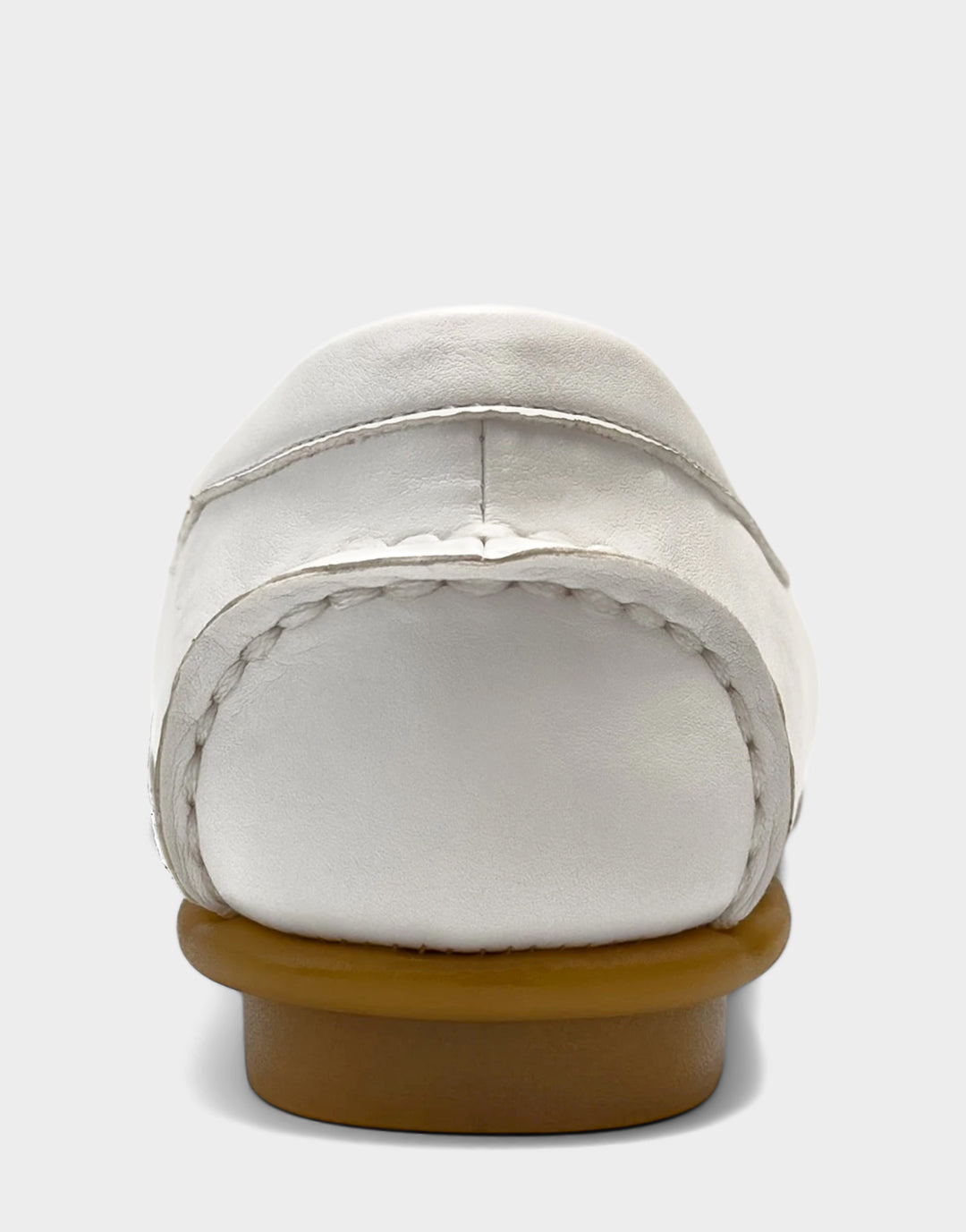 Comfortable Women's Casual Flat in Bright White Faux Soft Leather Faux Soft Leather Back View