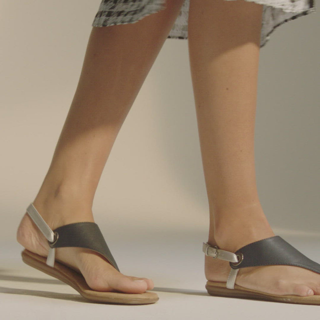 Black Thong Sandal Adjustable Slingback In Conchlusion – Aerosoles