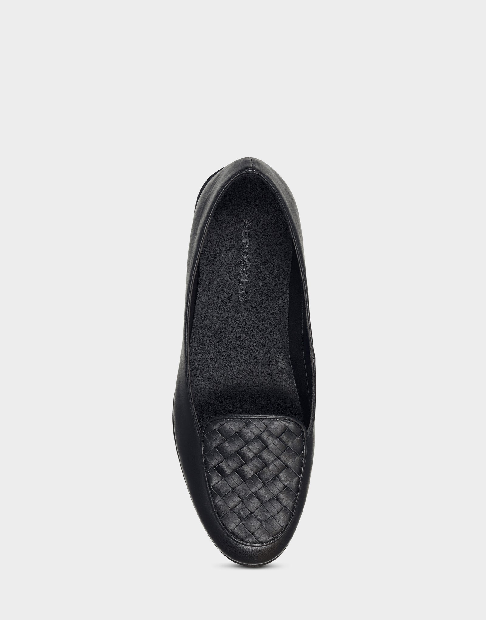 Women's Woven Plug Loafer in Black Faux Leather