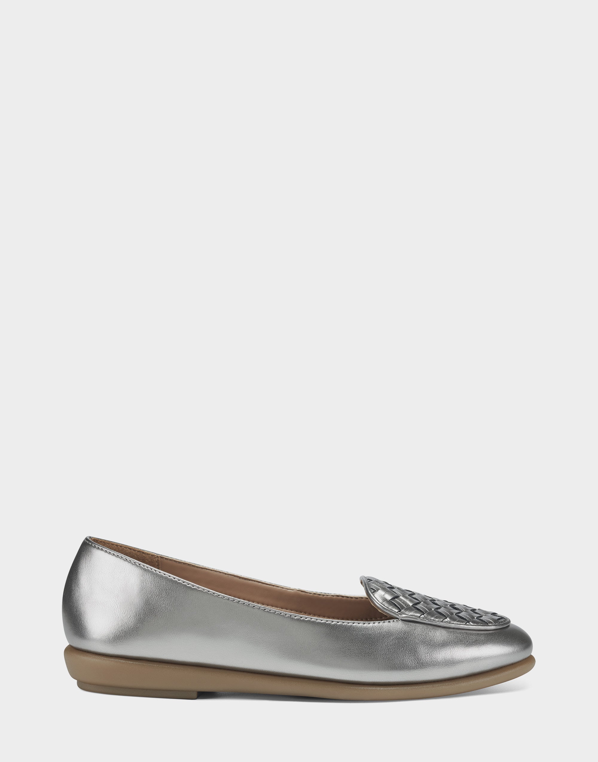 Silver Faux Leather Loafer with Weaved Upper Brielle – Aerosoles