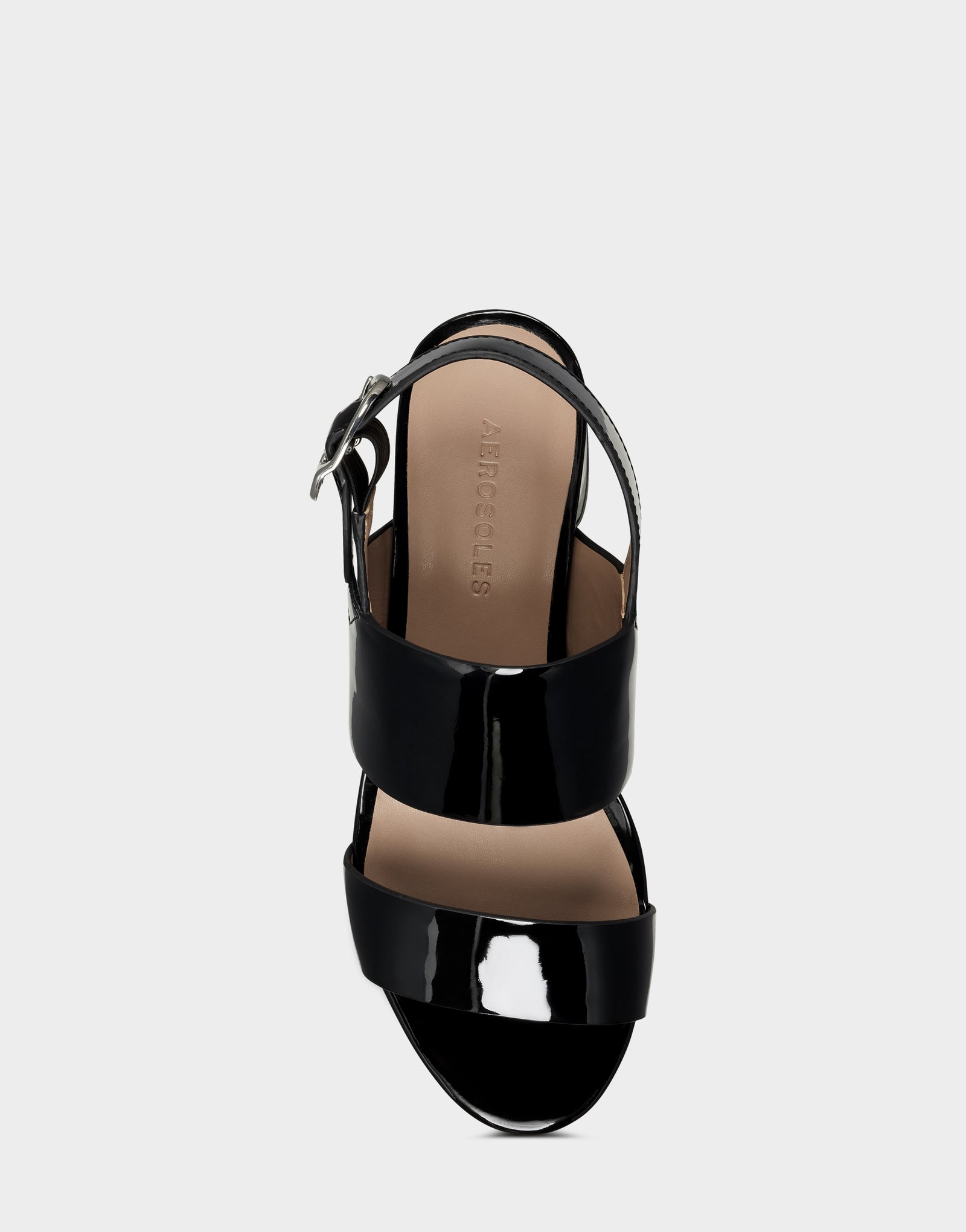Women's Platform Sandal in Black Patent Faux Leather