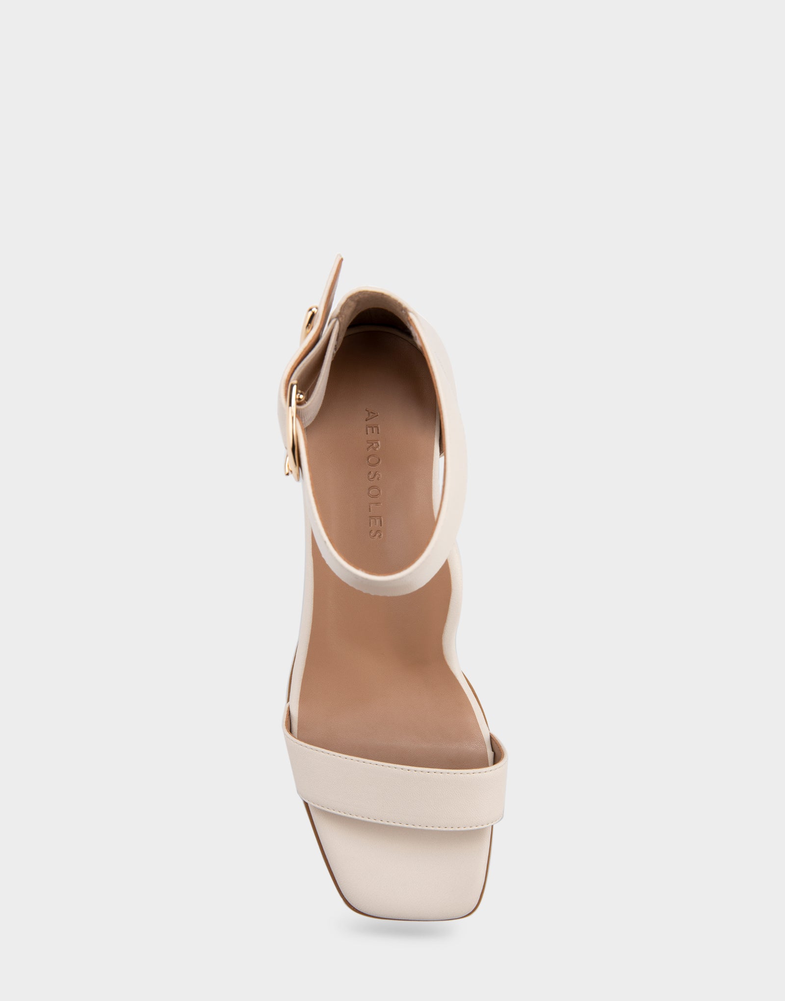 Eliza White Genuine Leather Two Piece Mid Heel with Ankle Strap