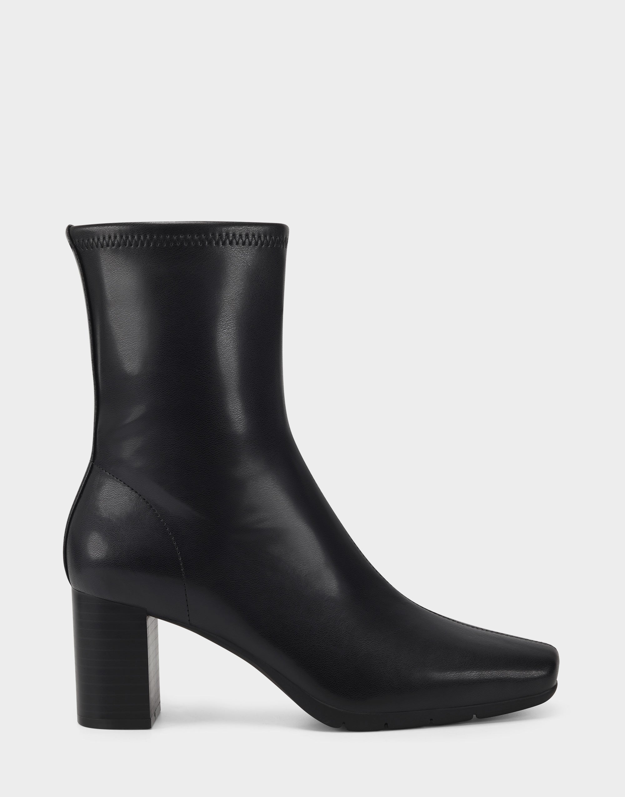 Black Faux Leather Square Toe Ankle Boot with Zipper Miley – Aerosoles